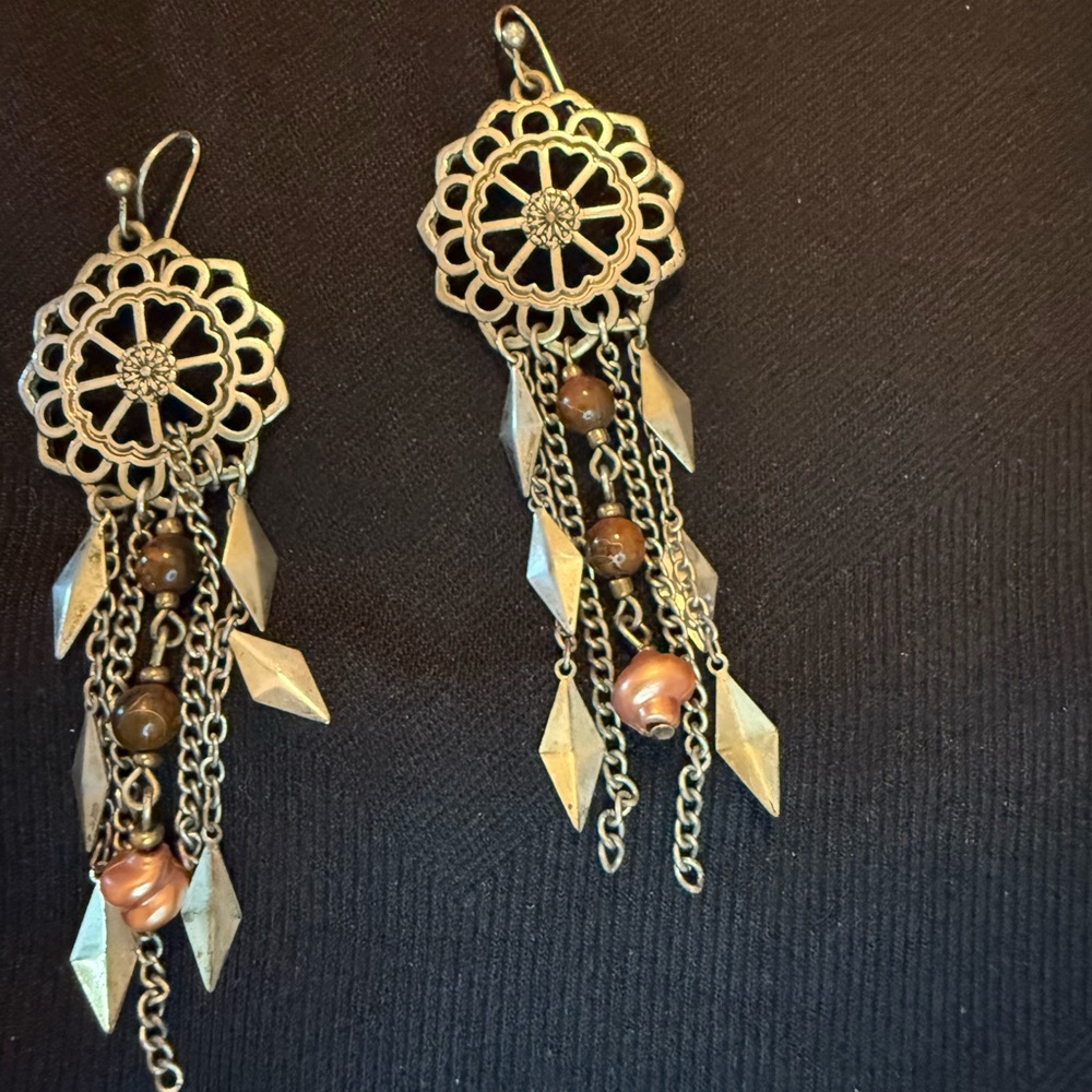 Boho Gold and Brown Earrings